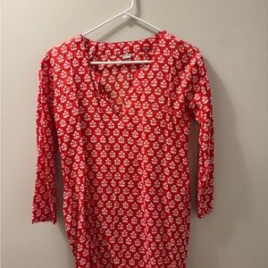 Cotton Floral V-Neck Tunic